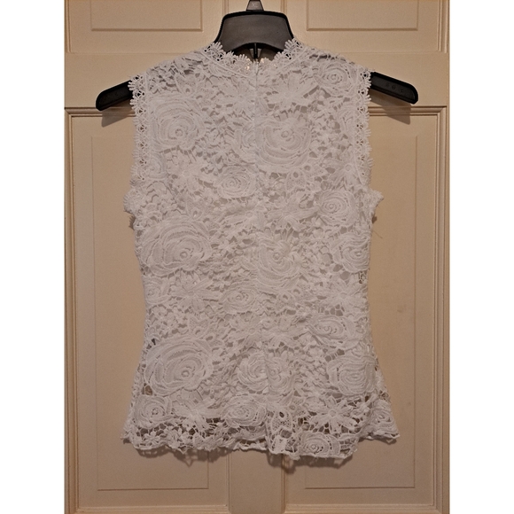 Lace mock neck sleeveless blouse white size XS summer top - Picture 3 of 10